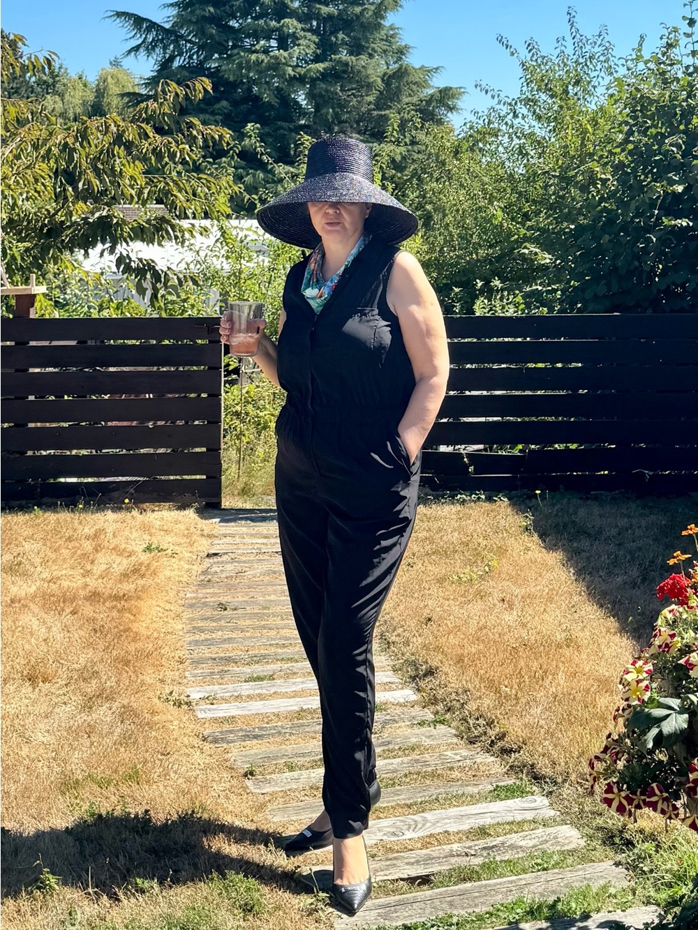 Halogen Black Sleeveless Drawstring Jumpsuit